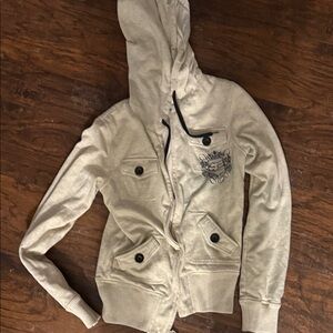 Fox Women's Light Gray Bomber JacketFox Racing sweatshirt/Jacket Large Like new